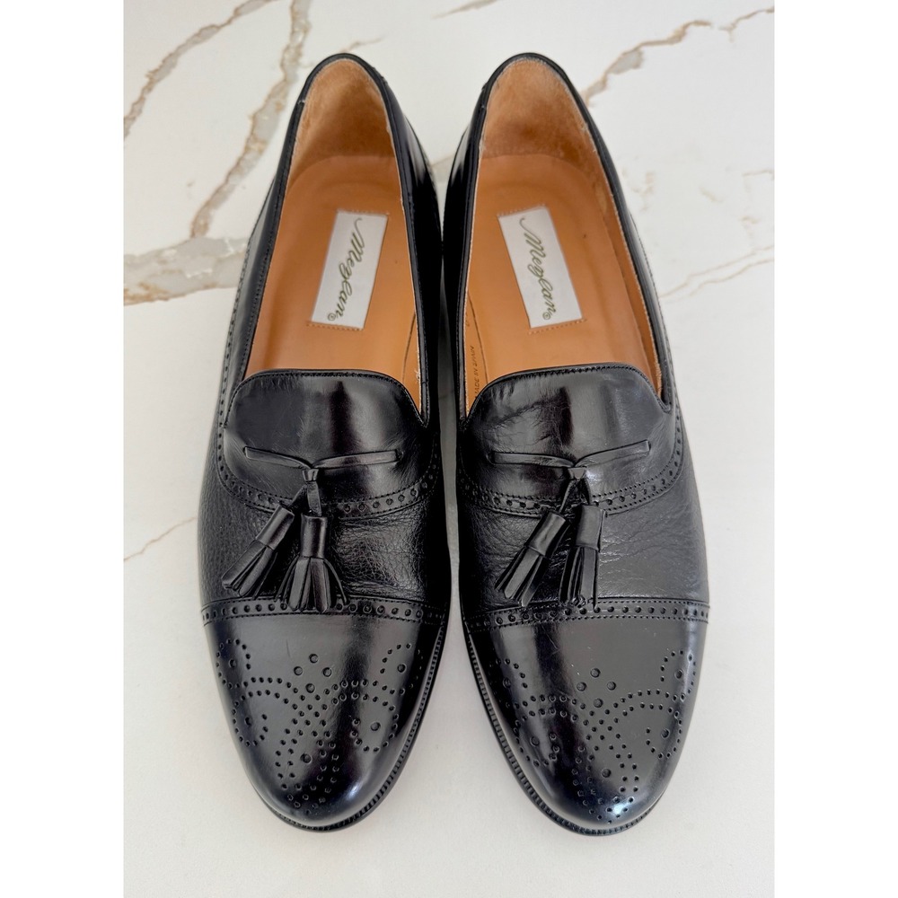 Mezlan Tassel Loafers Men 10 Black Leather Wingtip Santander 09-007122